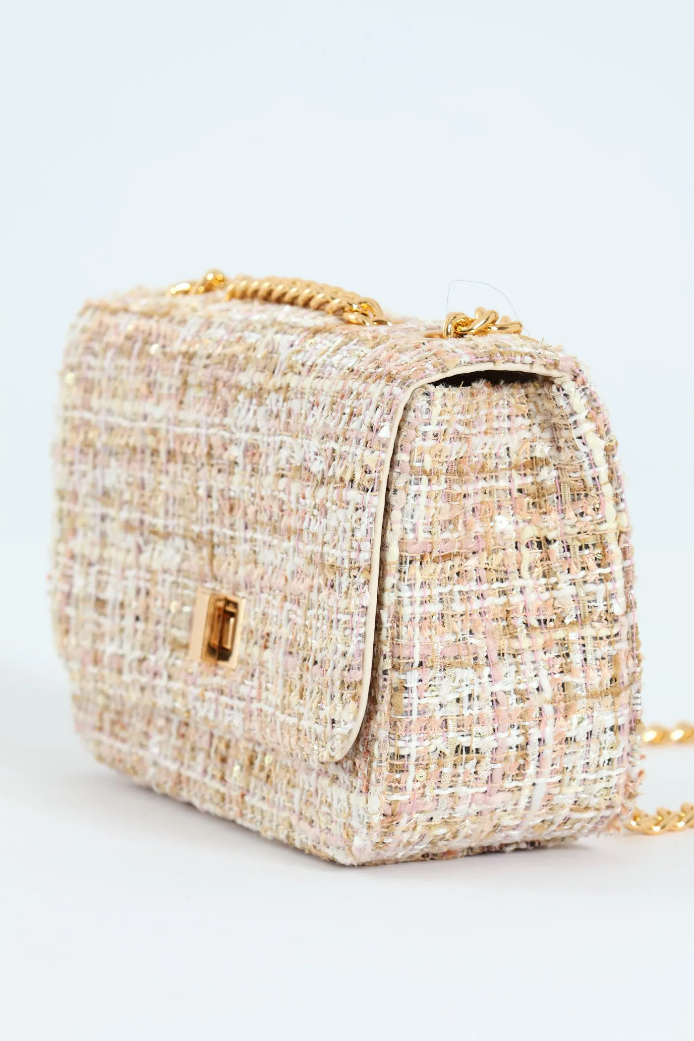 Tweed Satchel With Gold Hardware