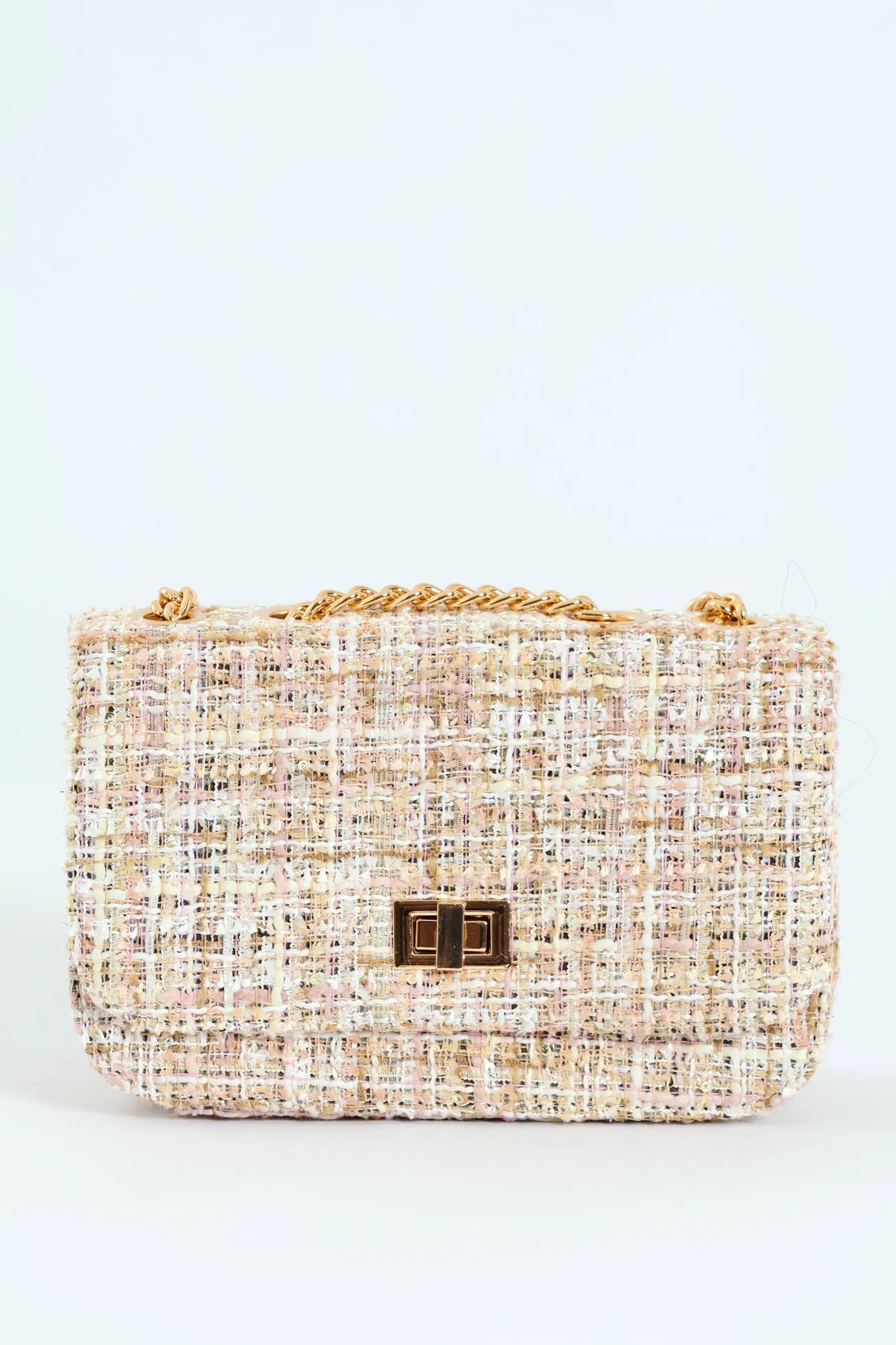 Tweed Satchel With Gold Hardware