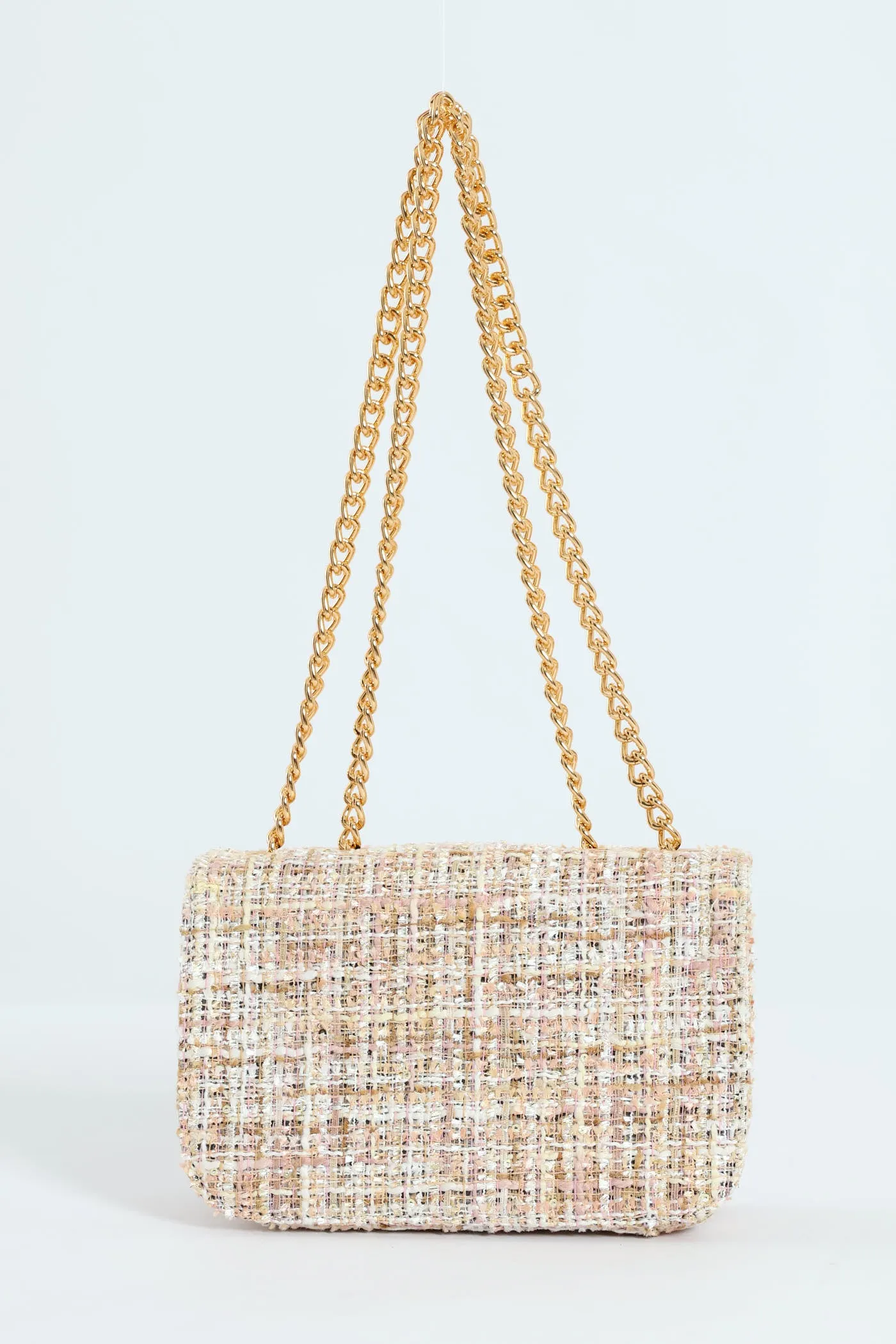 Tweed Satchel With Gold Hardware
