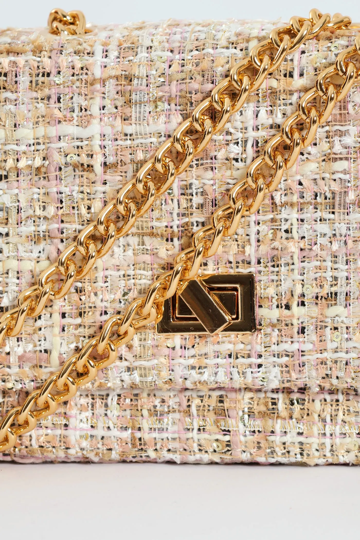 Tweed Satchel With Gold Hardware