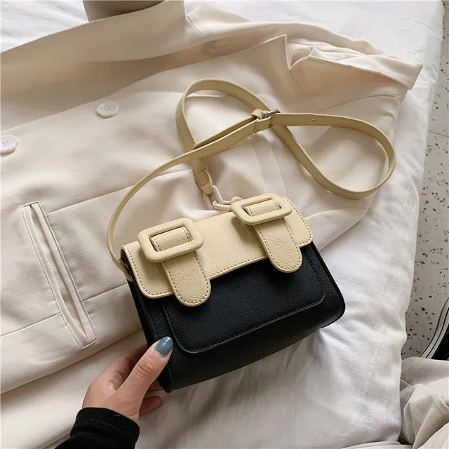 Two Size PU Leather Crossbody Bag For Women 2020 Summer Mini Cross Body Shoulder Bag Lady Contrast Color Handbags and Purses