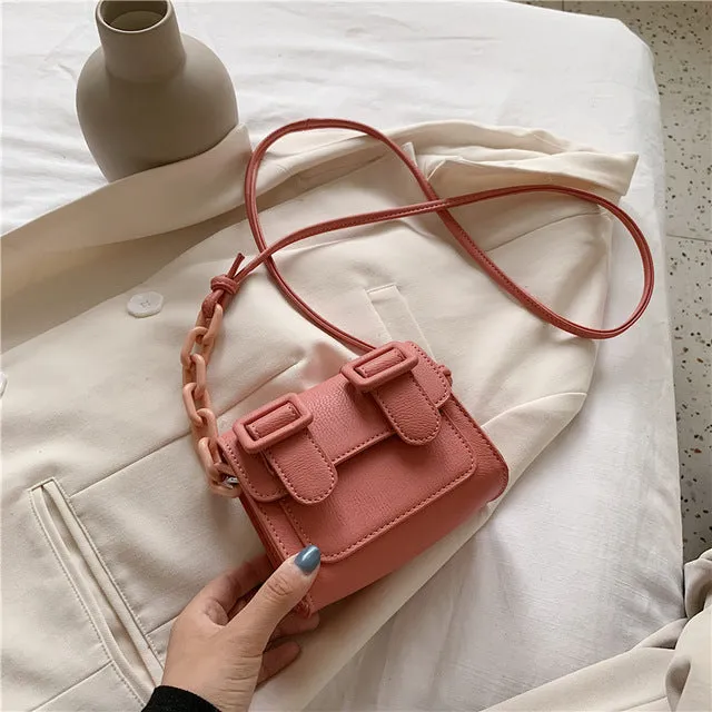Two Size PU Leather Crossbody Bag For Women 2020 Summer Mini Cross Body Shoulder Bag Lady Contrast Color Handbags and Purses