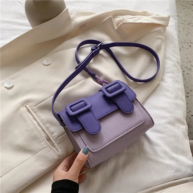 Two Size PU Leather Crossbody Bag For Women 2020 Summer Mini Cross Body Shoulder Bag Lady Contrast Color Handbags and Purses