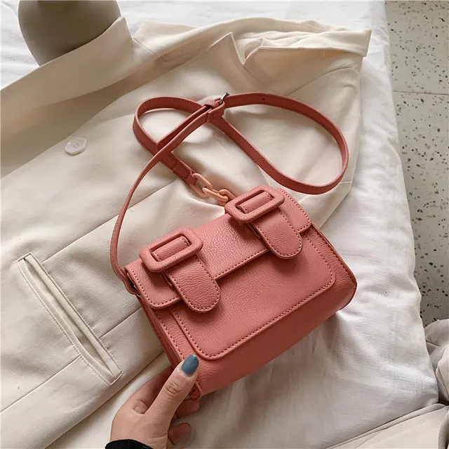Two Size PU Leather Crossbody Bag For Women 2020 Summer Mini Cross Body Shoulder Bag Lady Contrast Color Handbags and Purses