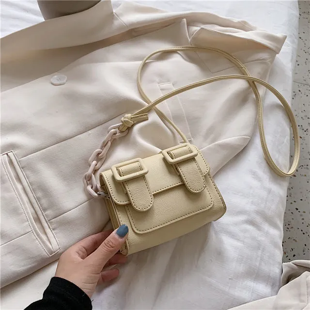 Two Size PU Leather Crossbody Bag For Women 2020 Summer Mini Cross Body Shoulder Bag Lady Contrast Color Handbags and Purses
