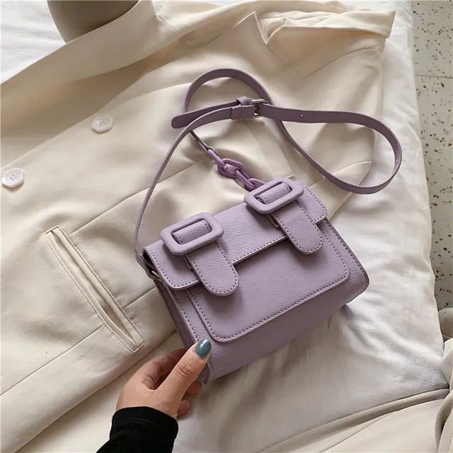 Two Size PU Leather Crossbody Bag For Women 2020 Summer Mini Cross Body Shoulder Bag Lady Contrast Color Handbags and Purses