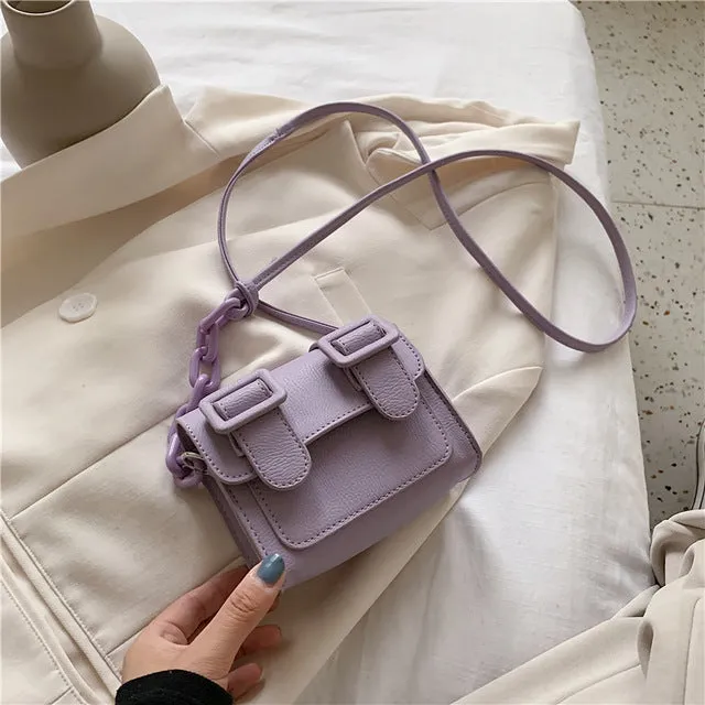 Two Size PU Leather Crossbody Bag For Women 2020 Summer Mini Cross Body Shoulder Bag Lady Contrast Color Handbags and Purses