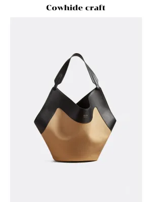 Two-Tone Leather Tote Bag