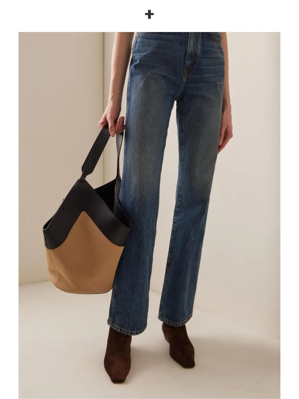 Two-Tone Leather Tote Bag