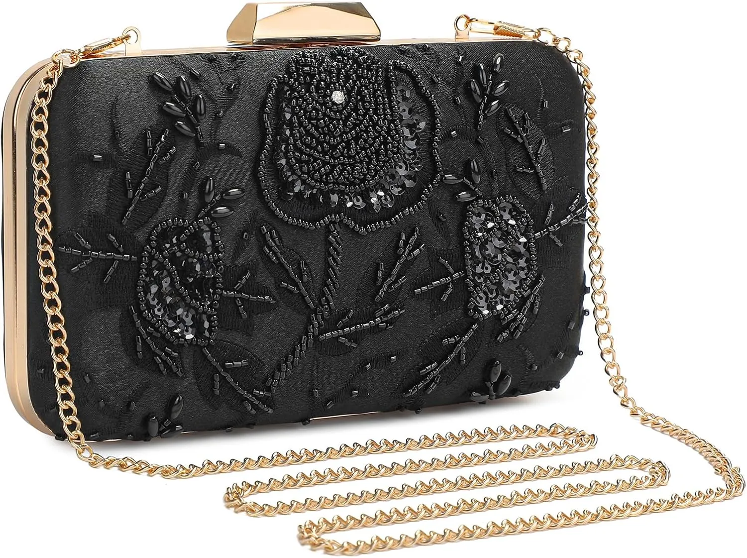 UBORSE Embroidery Sequins Beaded Clutch Evening Bags for Women Formal Party Wedding Purses