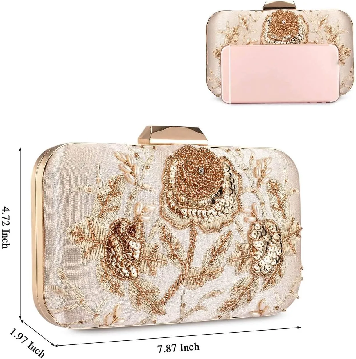 UBORSE Embroidery Sequins Beaded Clutch Evening Bags for Women Formal Party Wedding Purses