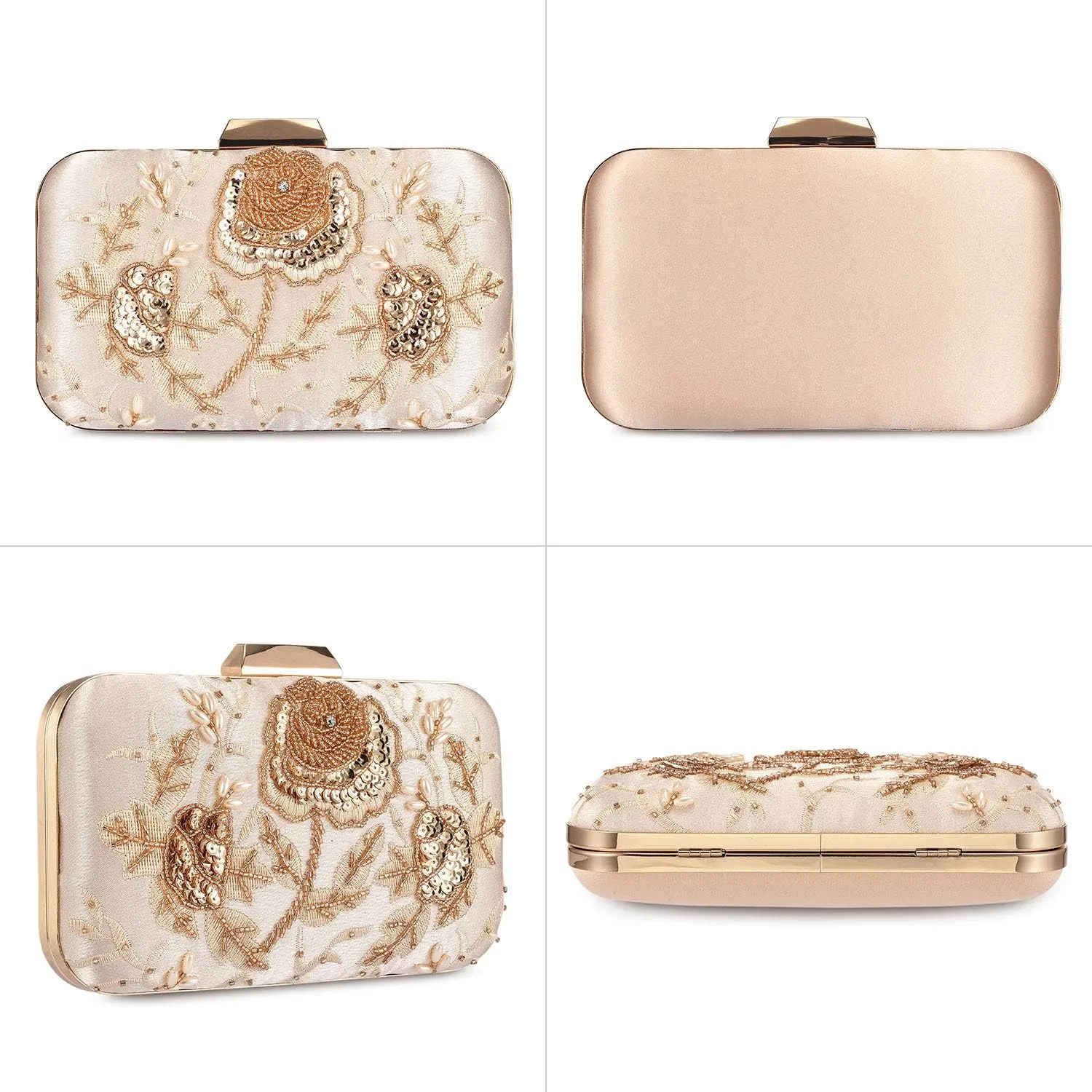 UBORSE Embroidery Sequins Beaded Clutch Evening Bags for Women Formal Party Wedding Purses