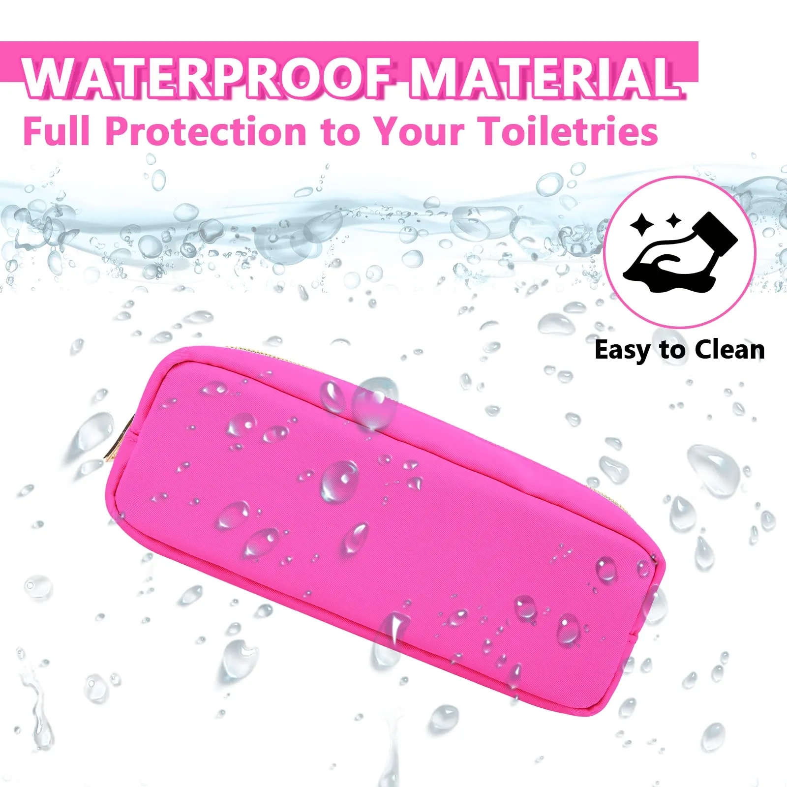 UIXIZQ 6 Pcs Waterproof Small Pencil Case Makeup Bag for Purse,Cute Pencil Pouch Preppy Nylon Makeup Brush Holder with Zipper,Girls Portable Storage Case Small Pen Bag for Office College Travel