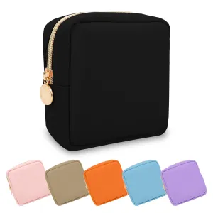UIXIZQ Waterproof Mini Makeup Bag Pouch for Purse,Small Cosmetic Bag Pouch Nylon Travel Toiletry Organizers Bag for Women,Cute Mini Zipper Pouch Preppy Coin Purse for Work(Mini-Black)