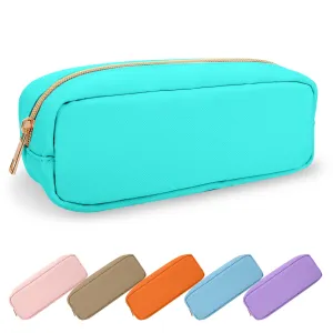 UIXIZQ Waterproof Small Pencil Case Makeup Bag for Purse,Cute Pencil Pouch Preppy Nylon Makeup Brush Holder with Zipper,Girls Portable Storage Case Small Pen Bag for Office College(Slim-Mint Green)
