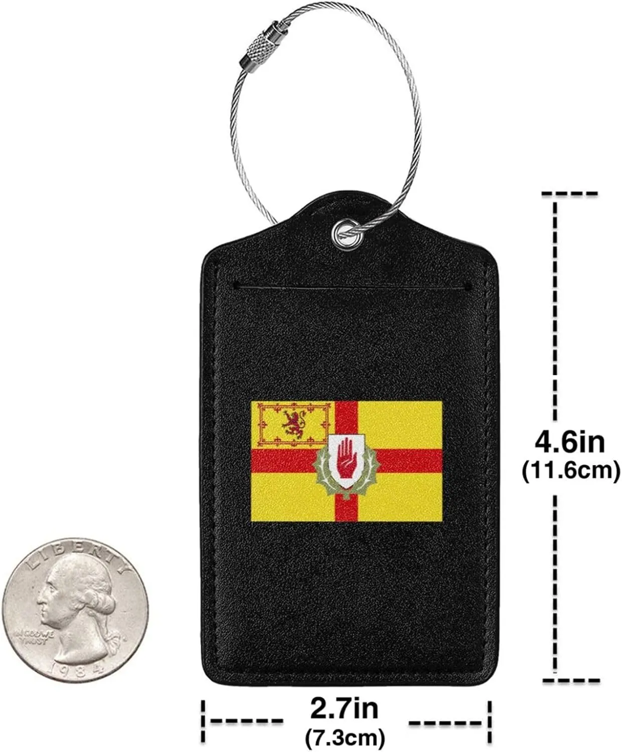 Ulster Scots Flag Leather Baggage Bag Luggage Tags with Stainless Steel Loop and Privacy Cover