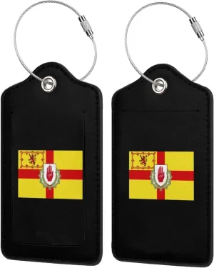Ulster Scots Flag Leather Baggage Bag Luggage Tags with Stainless Steel Loop and Privacy Cover