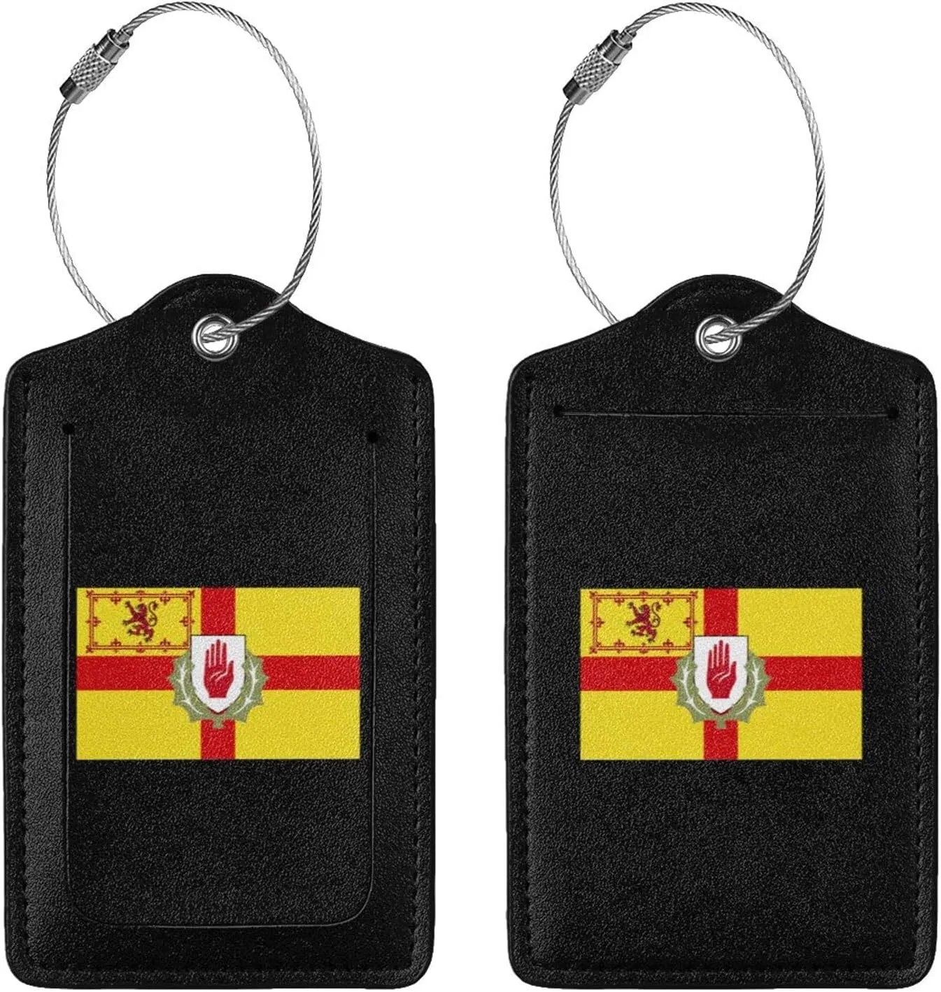 Ulster Scots Flag Leather Baggage Bag Luggage Tags with Stainless Steel Loop and Privacy Cover
