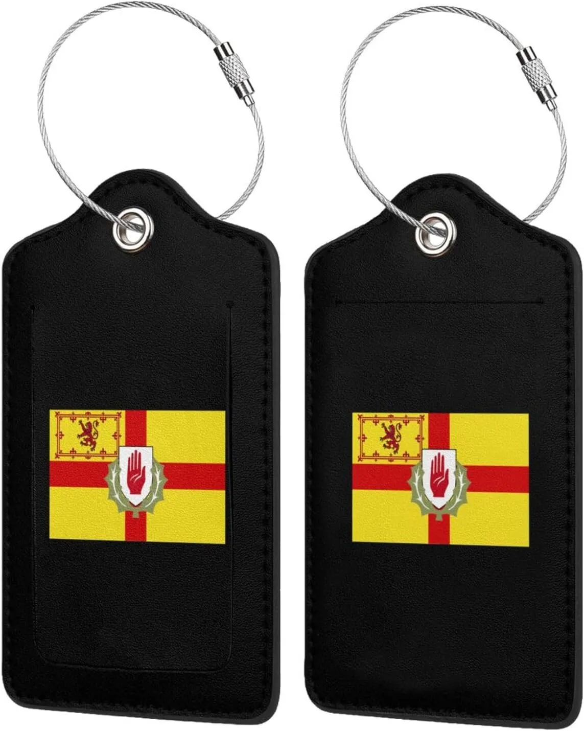 Ulster Scots Flag Leather Baggage Bag Luggage Tags with Stainless Steel Loop and Privacy Cover