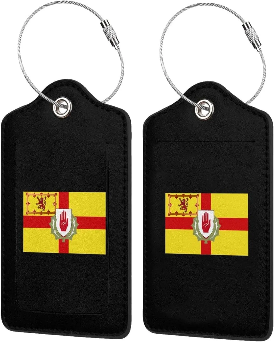 Ulster Scots Flag Leather Baggage Bag Luggage Tags with Stainless Steel Loop and Privacy Cover