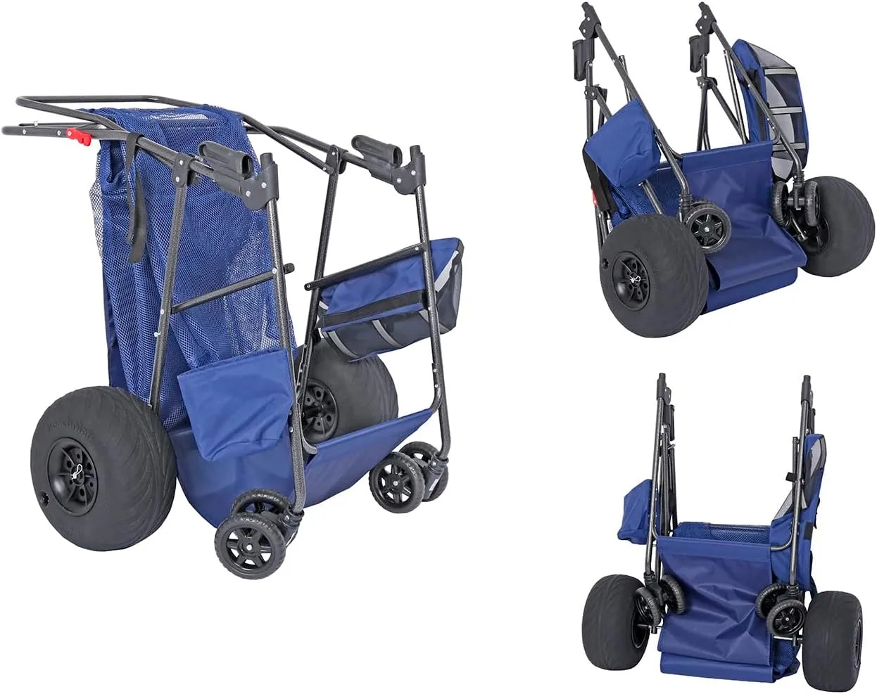 Ultimate Beach Cart with Balloon Wheels for Sand – Buggy Wagon with Big Wheels, Insulated Cooler Bag, Boogie Board & Umbrella Holder, 100 lbs Load Capacity
