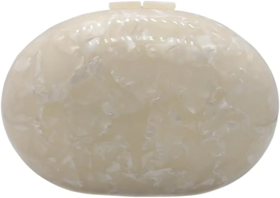 UMREN Lovely Acrylic Shell Shaped Clutch for Women Acrylic Evening Clutch Purse Marble Handbag for Wedding Cocktail Party