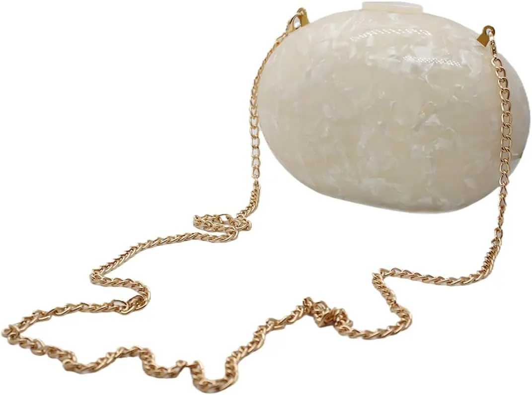 UMREN Lovely Acrylic Shell Shaped Clutch for Women Acrylic Evening Clutch Purse Marble Handbag for Wedding Cocktail Party