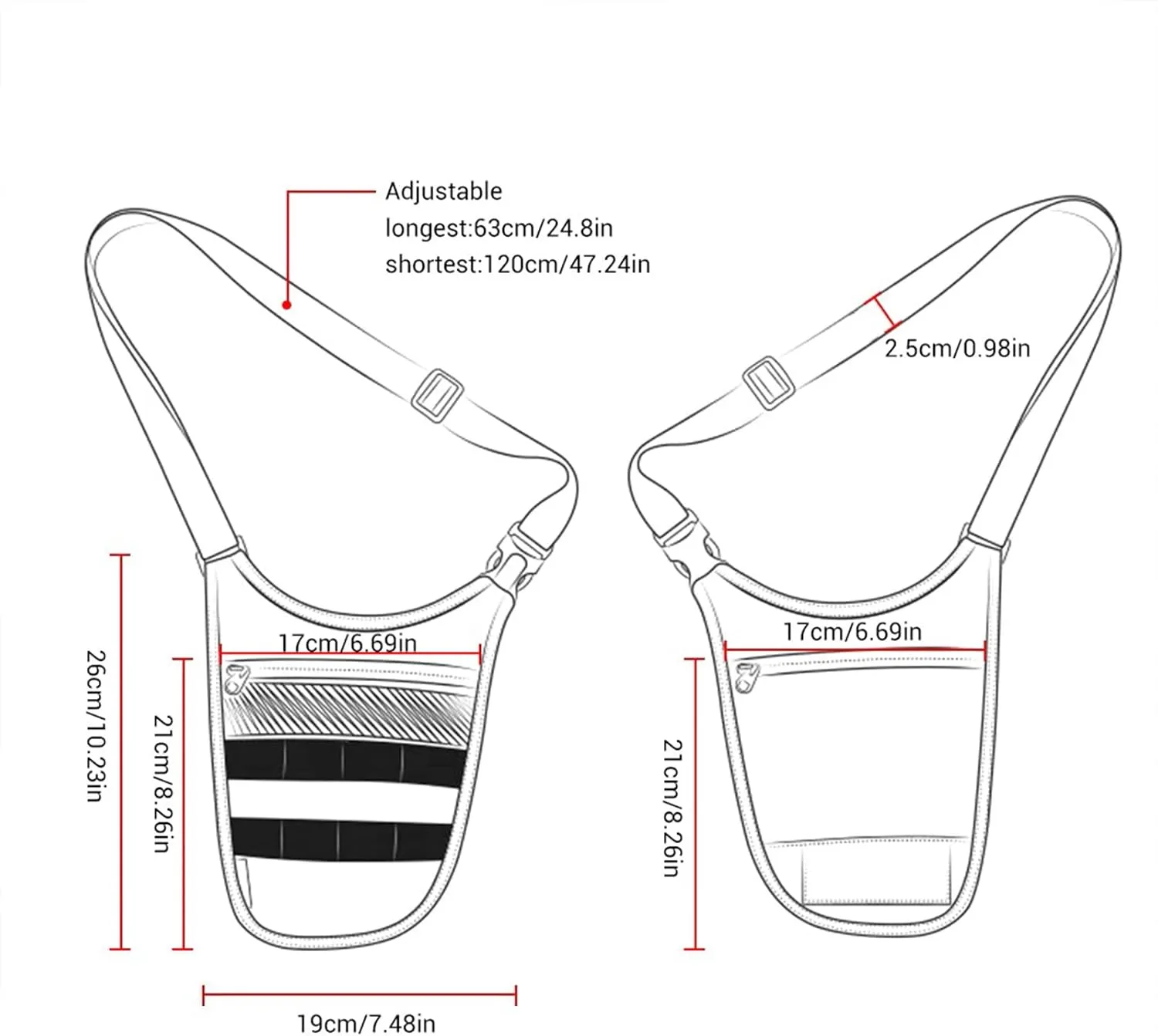Underarm sling bag for men,Slim anti theft Conceal Carry crossbody tactical Chest Molle bag with Elastic Waistband
