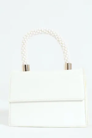 Unique Top Handle Satchel - White
