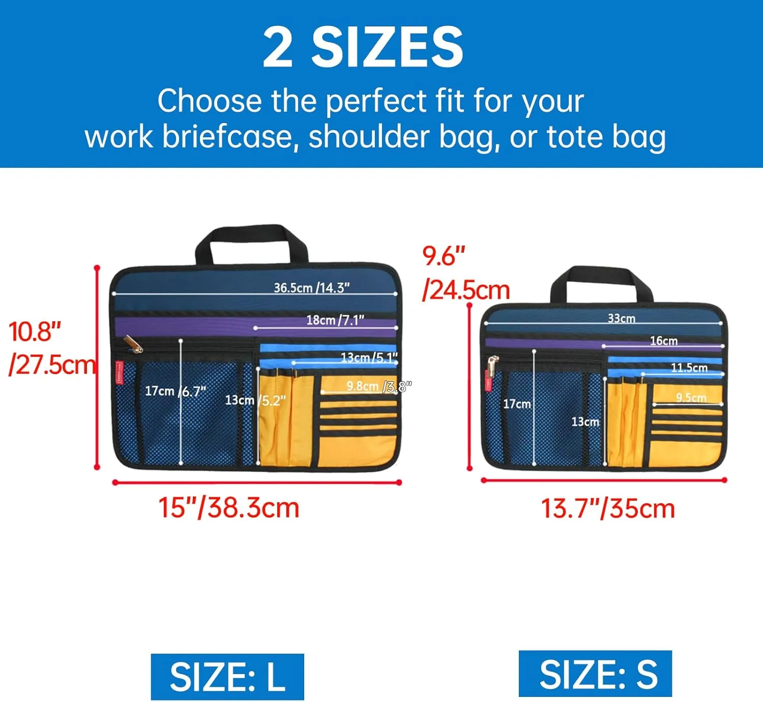 Unisex Bag Briefcase Insert Organizer for Work Office File Document Laptop Storage Organizer (S) (Blue)