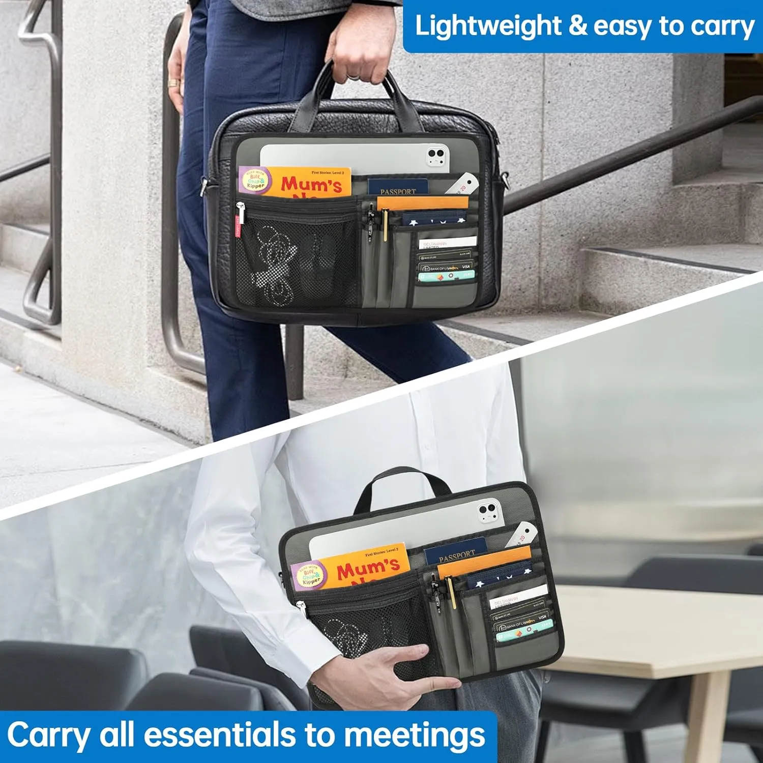 Unisex Bag Briefcase Insert Organizer for Work Office File Document Laptop Storage Organizer (S) (Blue)