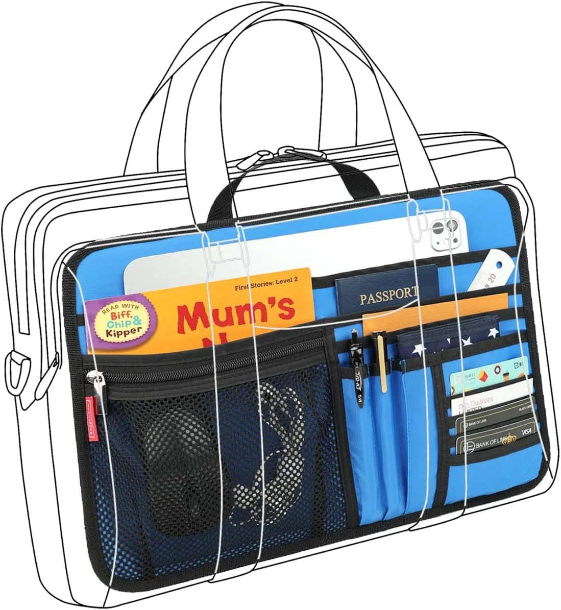 Unisex Bag Briefcase Insert Organizer for Work Office File Document Laptop Storage Organizer (S) (Blue)