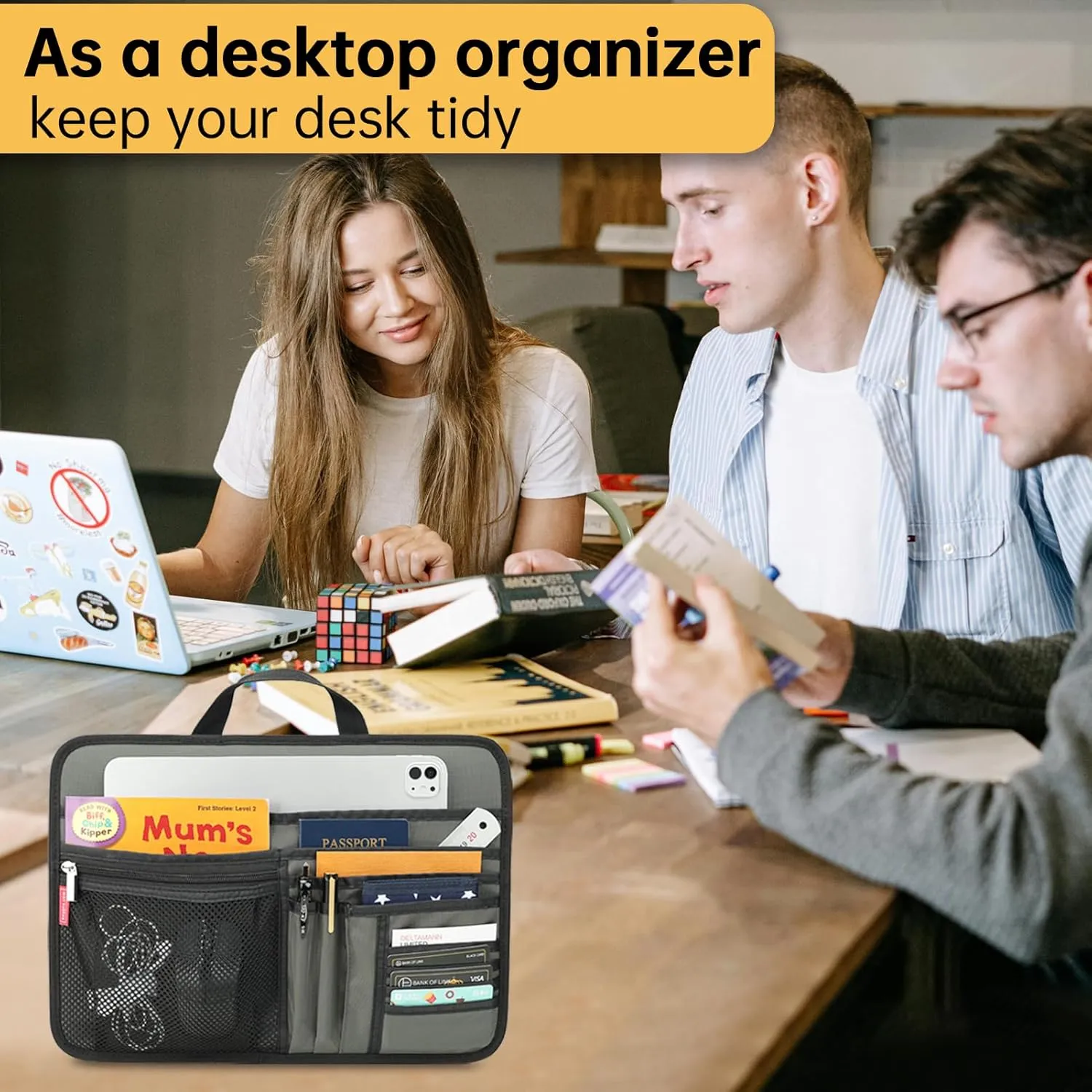 Unisex Bag Briefcase Insert Organizer for Work Office File Document Laptop Storage Organizer (S, Deep Yellow)