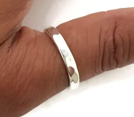 Unisex Narrow Dimpled 925 Sterling Silver Band Ring, R17
