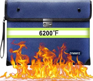Upgraded 6200°F Fireproof Document Bag Waterproof with Zipper,9 Layers of Heat Insulated Materials,Fireproof Money Bag for Cash,Valuables and Important Documents