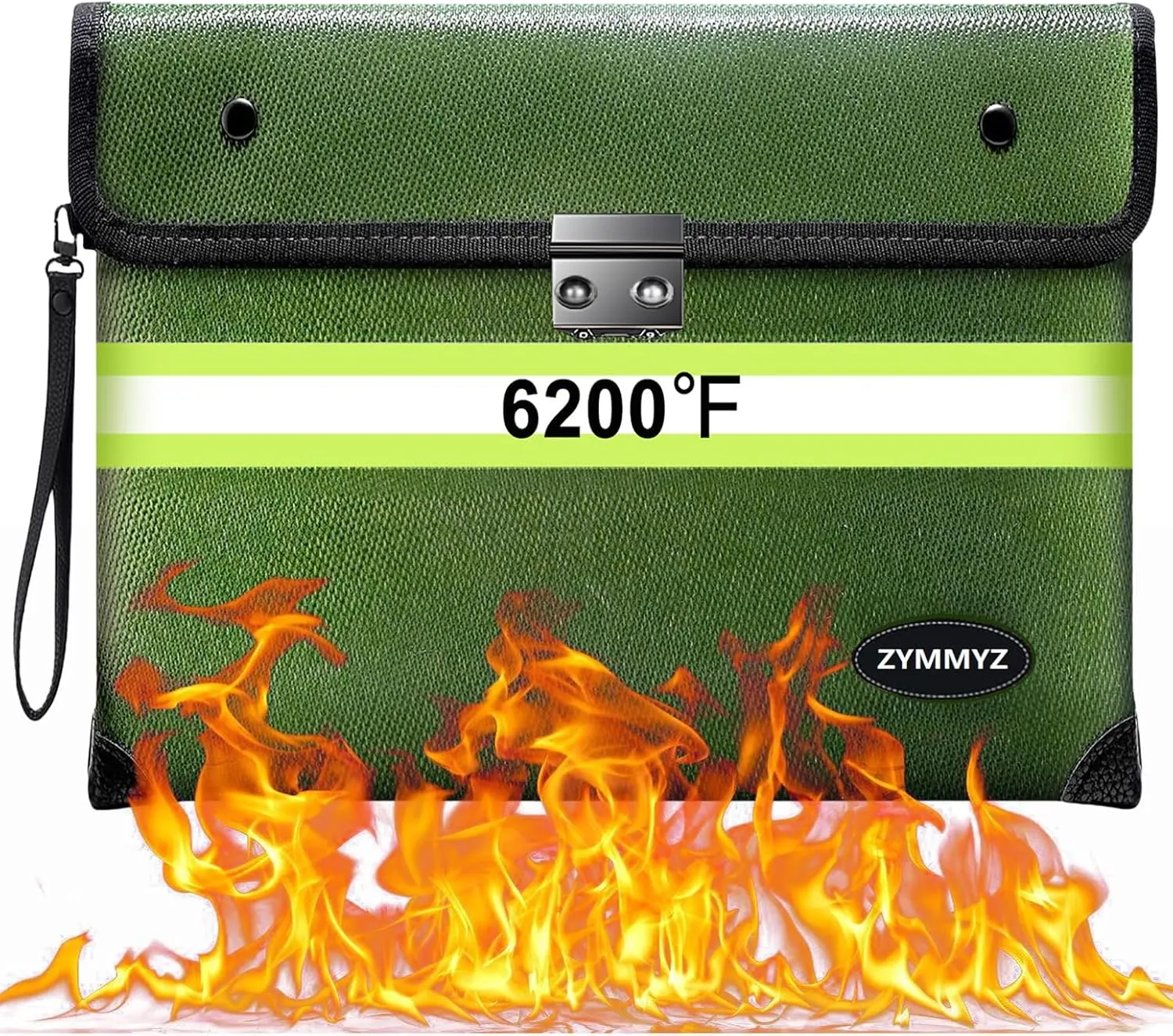 Upgraded Fireproof Document Bag with Lock, Waterproof, 9 Layers of Heat Insulated Materials, 6200F Fireproof Money Bag for Cash, Valuables, Important Documents