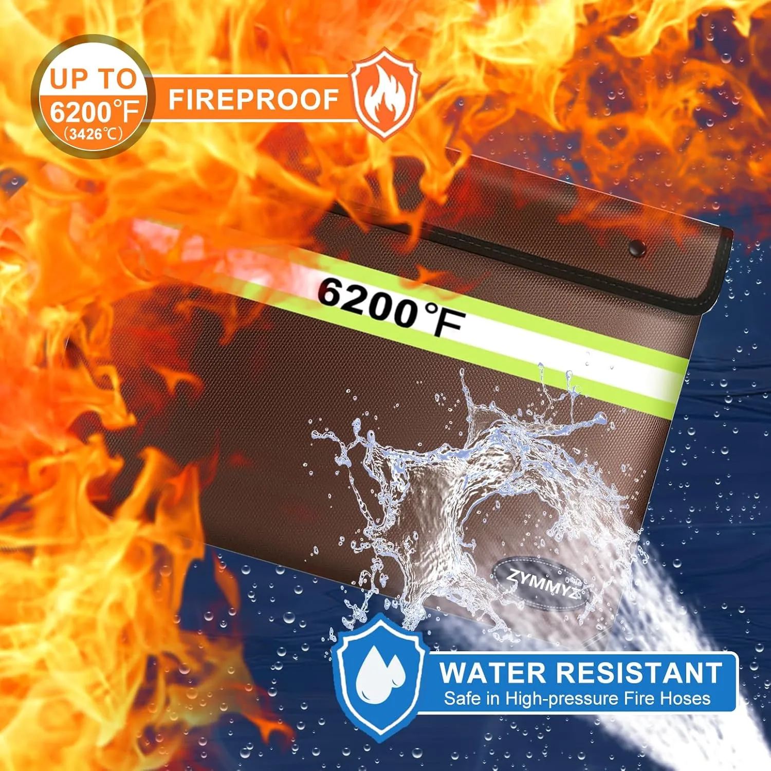 Upgraded Fireproof Document Bag with Zipper, 9 Layers of Heat Insulated Materials, 6200F Fireproof Money Bag for Cash, Valuables and Important Documents