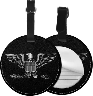 US Army Colonel Logo Round Leather Luggage Tags for Travel Bags Backpacks Handbags,3.7in