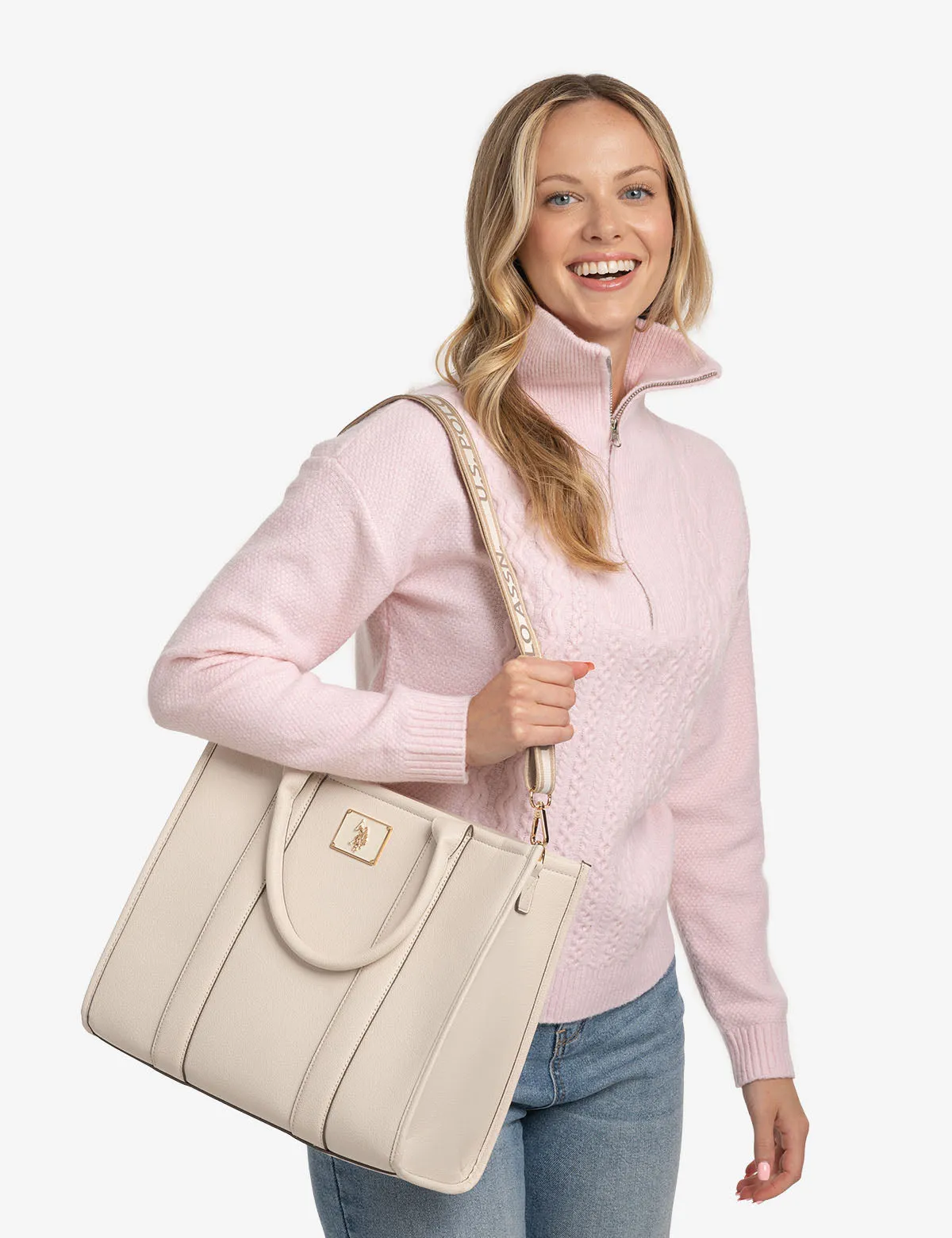 USPA BOX TOTE WITH CROSSBODY STRAP