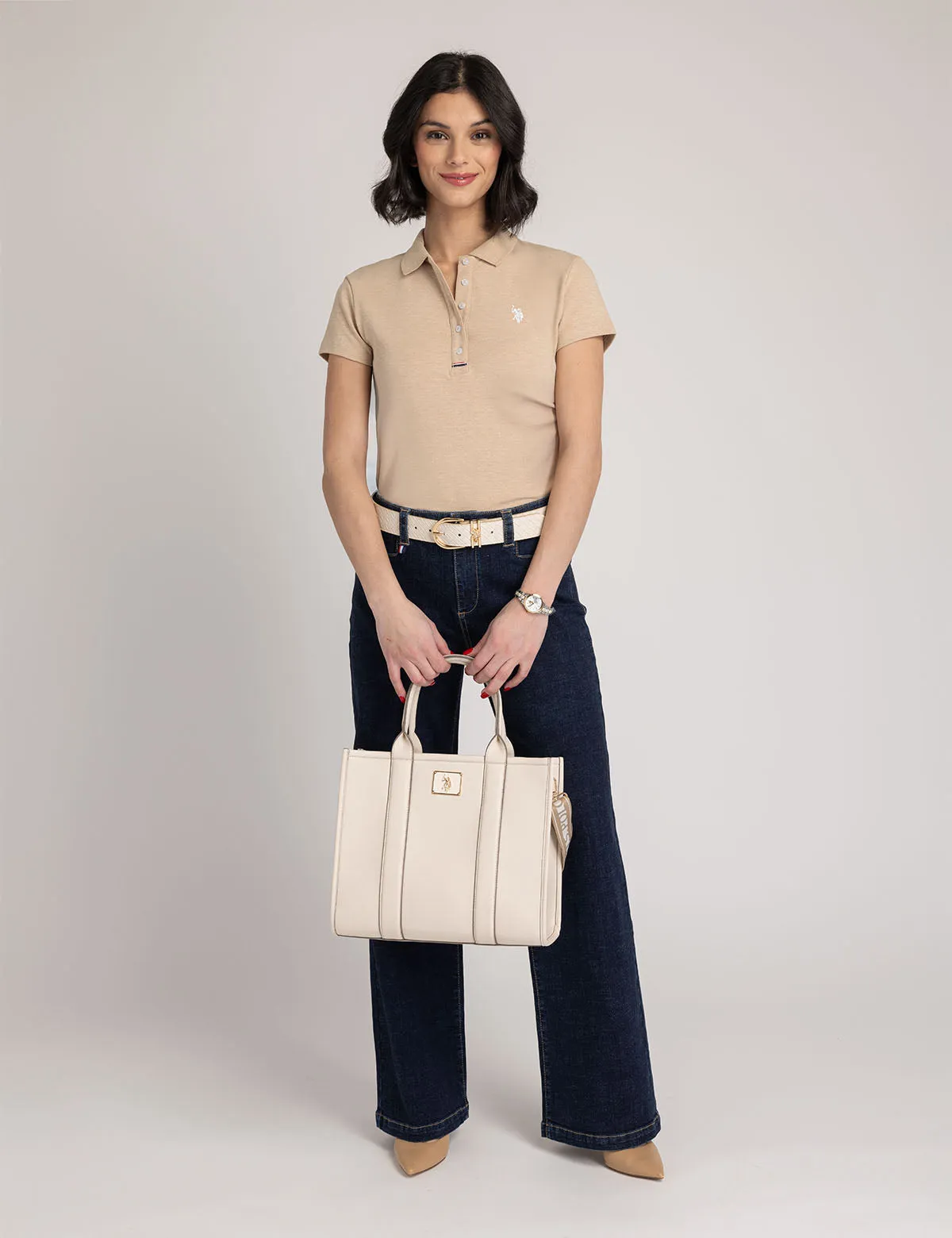 USPA BOX TOTE WITH CROSSBODY STRAP