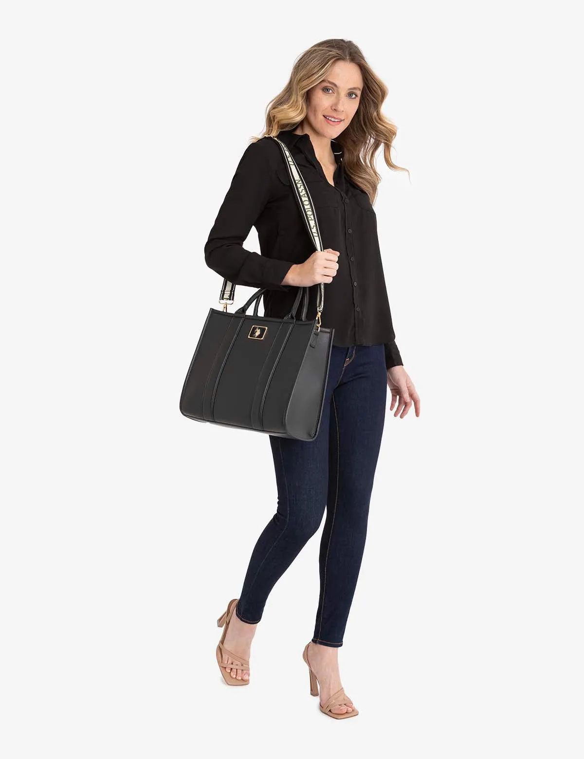 USPA BOX TOTE WITH CROSSBODY STRAP