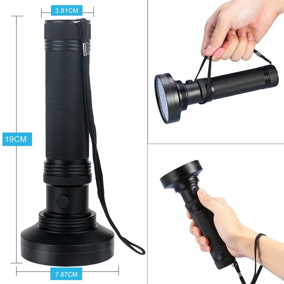 UV Flashlight 10W 100 LEDs 395 nm UV LED Disinfection Torch Back Detector Light for Dog Cat Urine Pet Stains Bed Bugs Scorpions Anti-counterfeiting