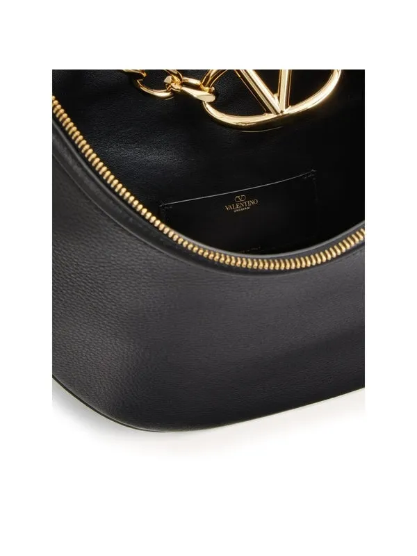 V Logo Leather Chain Shoulder Bag