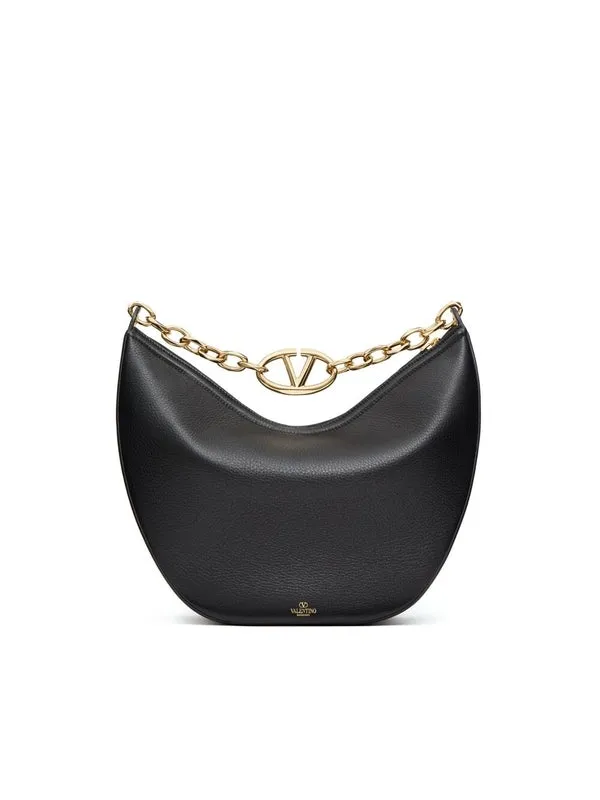 V Logo Leather Chain Shoulder Bag