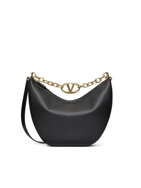 V Logo Leather Chain Shoulder Bag