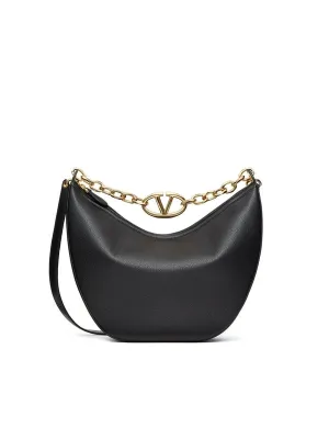 V Logo Leather Chain Shoulder Bag