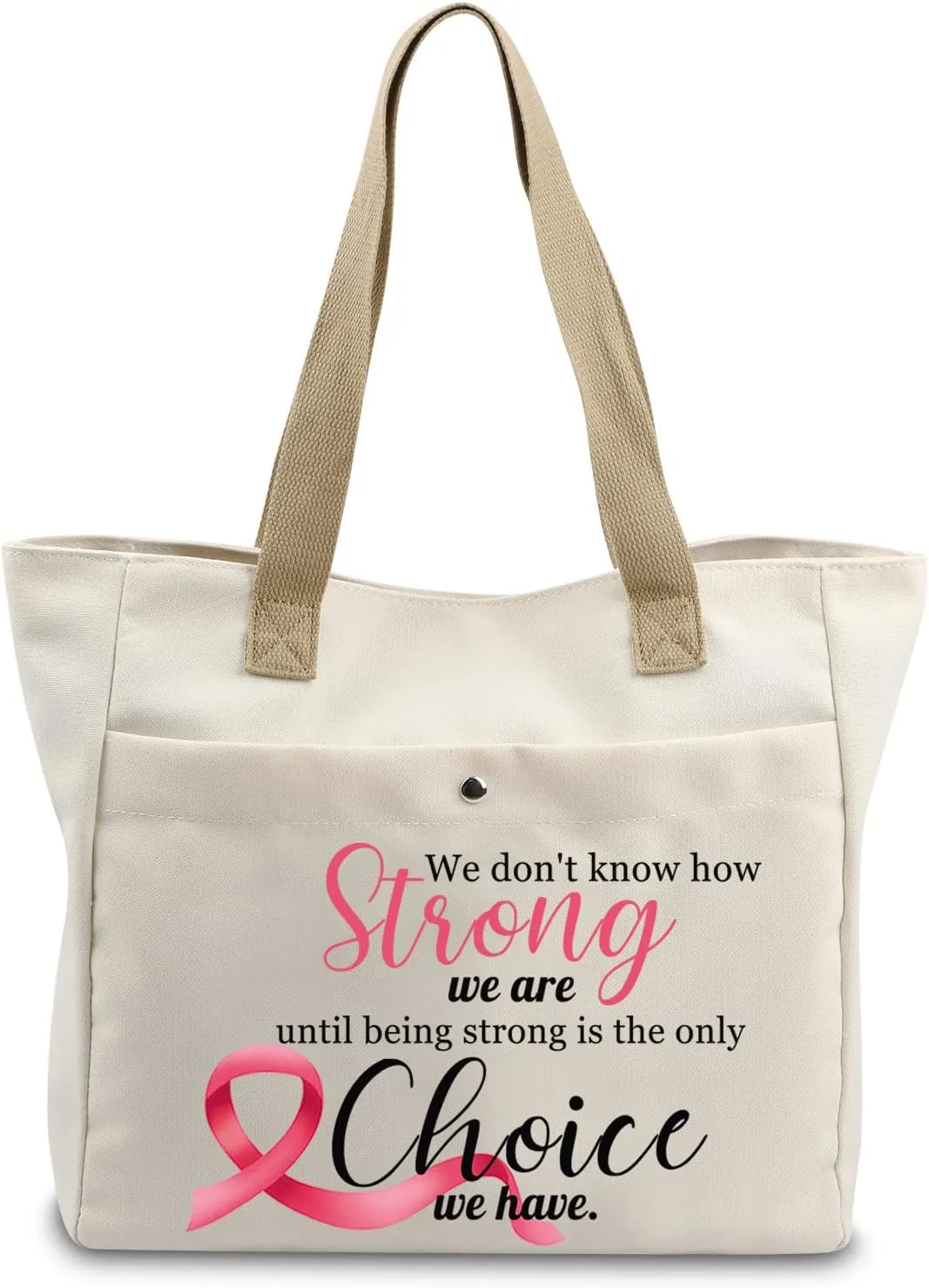 VAMSII Breast Cancer Large Tote Bag Pink Ribbon Awareness Bag Breast Cancer Survivor Gifts We don't Know how Strong We are