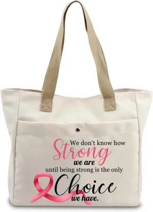 VAMSII Breast Cancer Large Tote Bag Pink Ribbon Awareness Bag Breast Cancer Survivor Gifts We don't Know how Strong We are