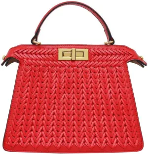 Vegan Leather Tote Bags for Women Woven Small Crossbody Shoulder Purse Trendy Top Handle Handbags Buckle Satchels
