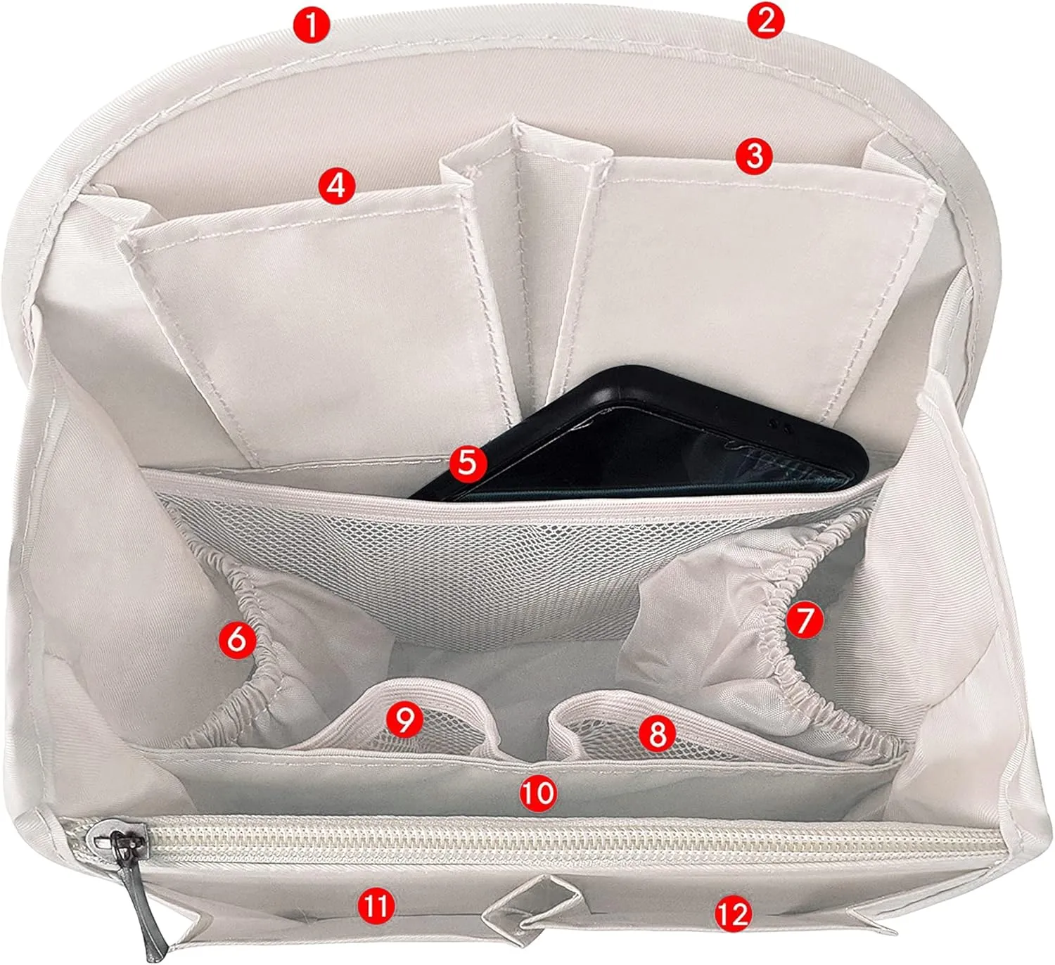Vercord Backpack Organizer Insert Liner Hanging Travel Bag in Bag with Many Pockets